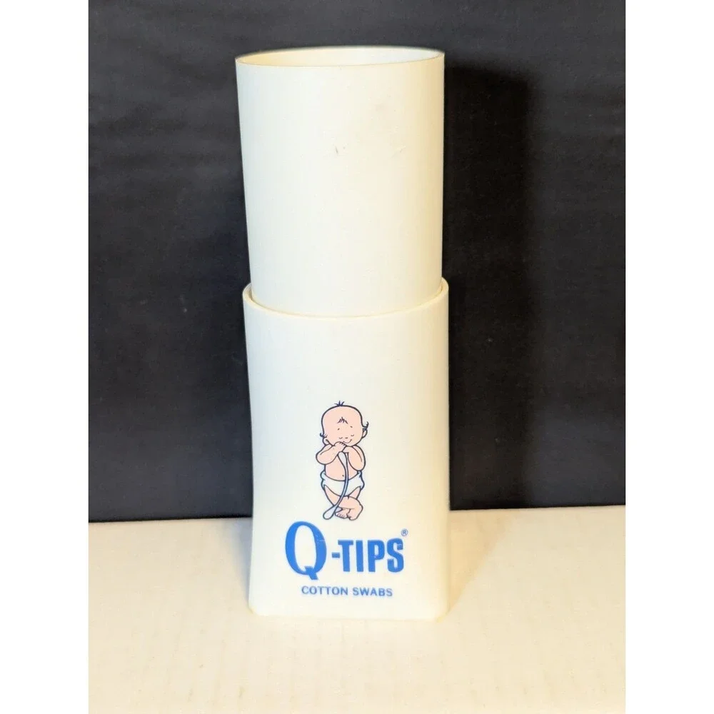 Vintage Q-tip Pop-Up Dispenser Plastic Rare- No Top 6